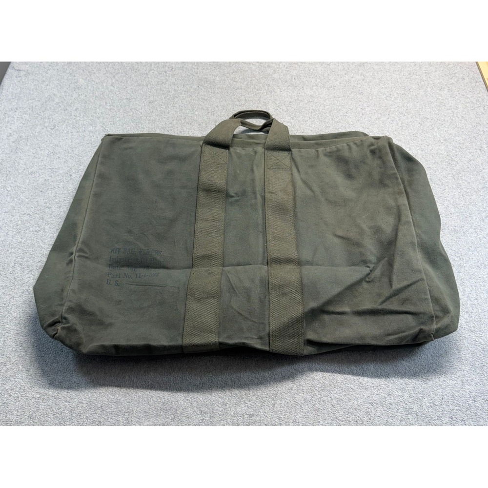US Military Kit Bag Flyers Mens Large Green 1977 Vintage Canvas Flight Duffle